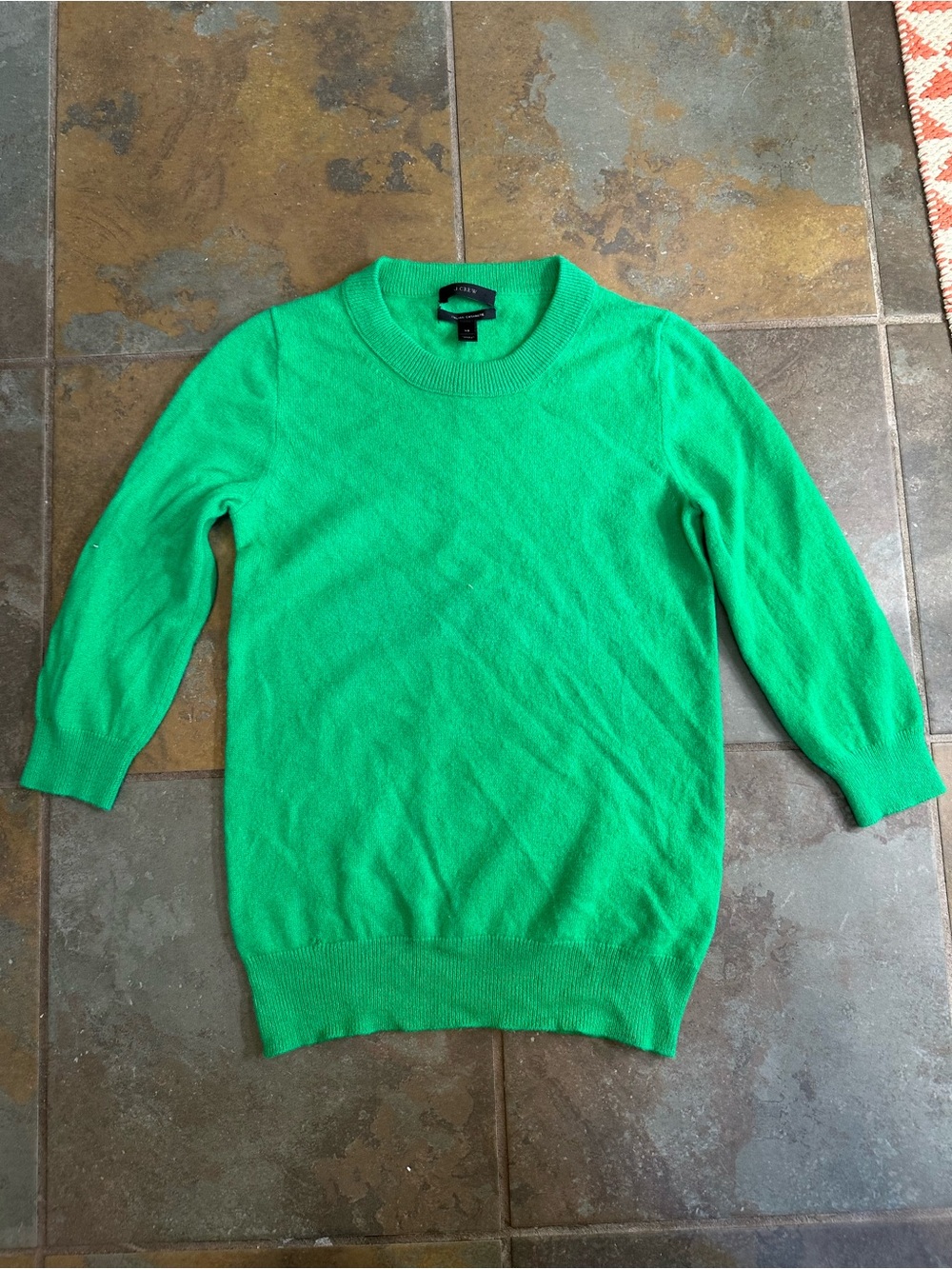 J.CREW Sweater Womens XS 100% Cashmere Crewneck Lightweight Green Pullover